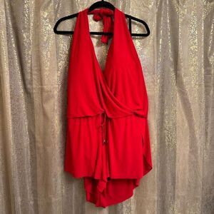 Magicsuit Bianca Rouge Red Swimsuit One Piece Shorts Romper 22W NWT